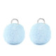 Pompom bedel met oog 10mm - Silver-carolina blue